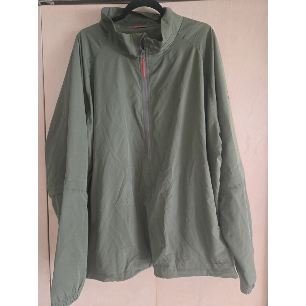 Cabela's Windcrest 1/2 Zip‎ Pullover Jacket Men's 2XL Olive Green Mesh Lined